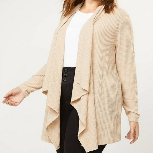 Lane Bryant Sweaters - Lane Bryant Waffle Knit Draped Cardigan